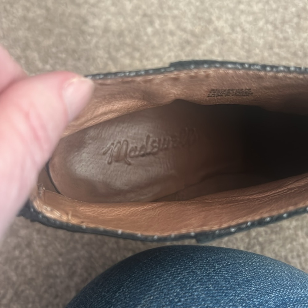 Madewell Black Leather Stacked Heel Bootie Sz 7 - Picture 8 of 10